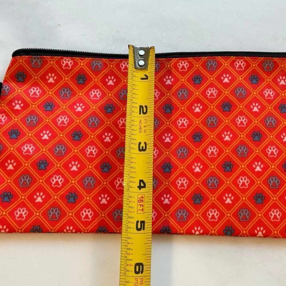 Red Animal Paw Print Cosmetic Bag